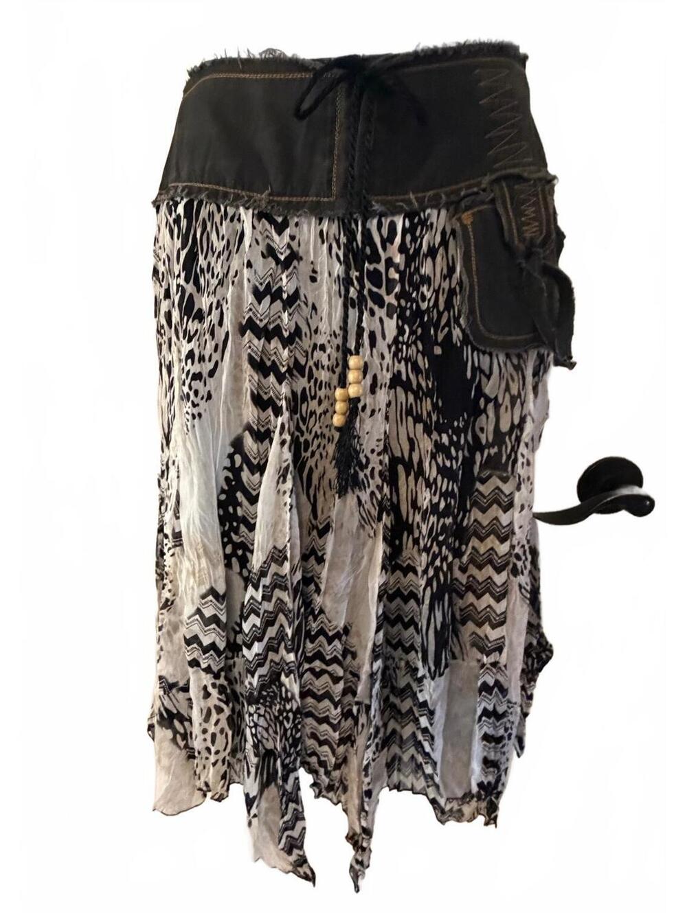 NWOT VTG Y2K-era Alberto Makali Mixed -print Midi Skirt size 8